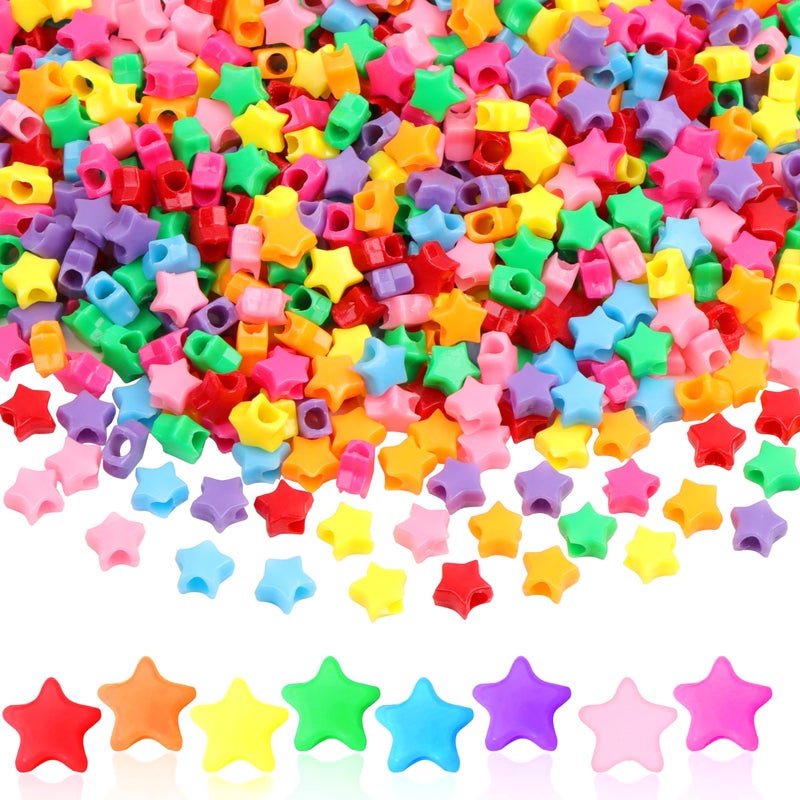 GMMA 1000Pcs Star Pony Beads Shapes for Friendship Bracelets Valentine's Day Colourful Rainbow Beads for DIY Jewelry Making Bracelet Necklace Party Decoration Supplies - Image 1