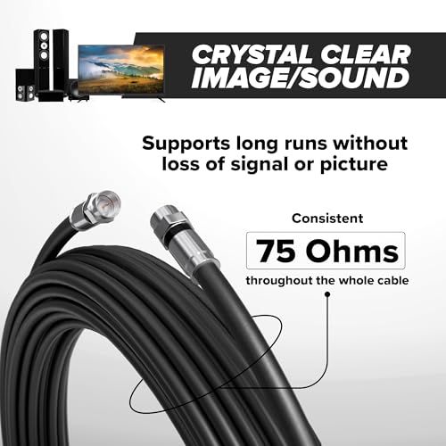 THE CIMPLE CO - RG6 Coaxial Cable 10 FT - RG6 Coax Cable for TVs, Antennas, Internet, CATV, Audio/Video - Dual Shielded Indoor/Outdoor Coax Wire 10 Feet (3 Meters), Black - Image 5