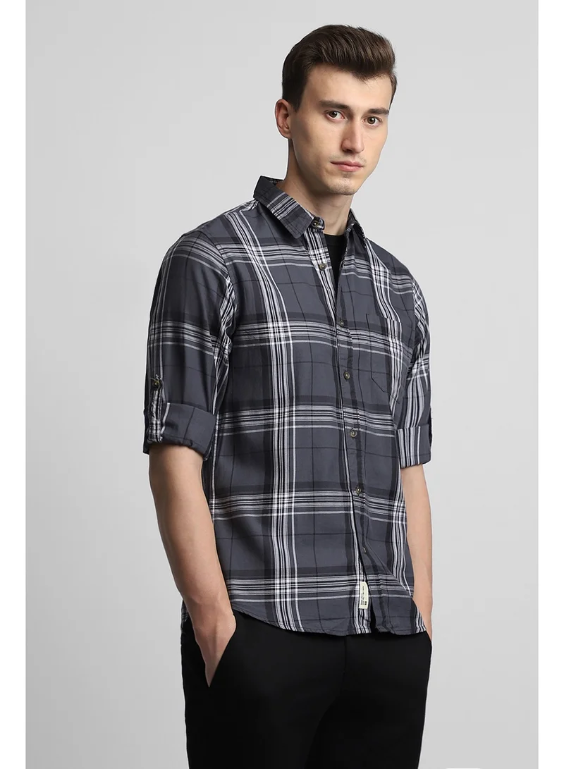 Dennis Lingo Blue Casual Shirt for Men, 100% Cotton, Slim Fit