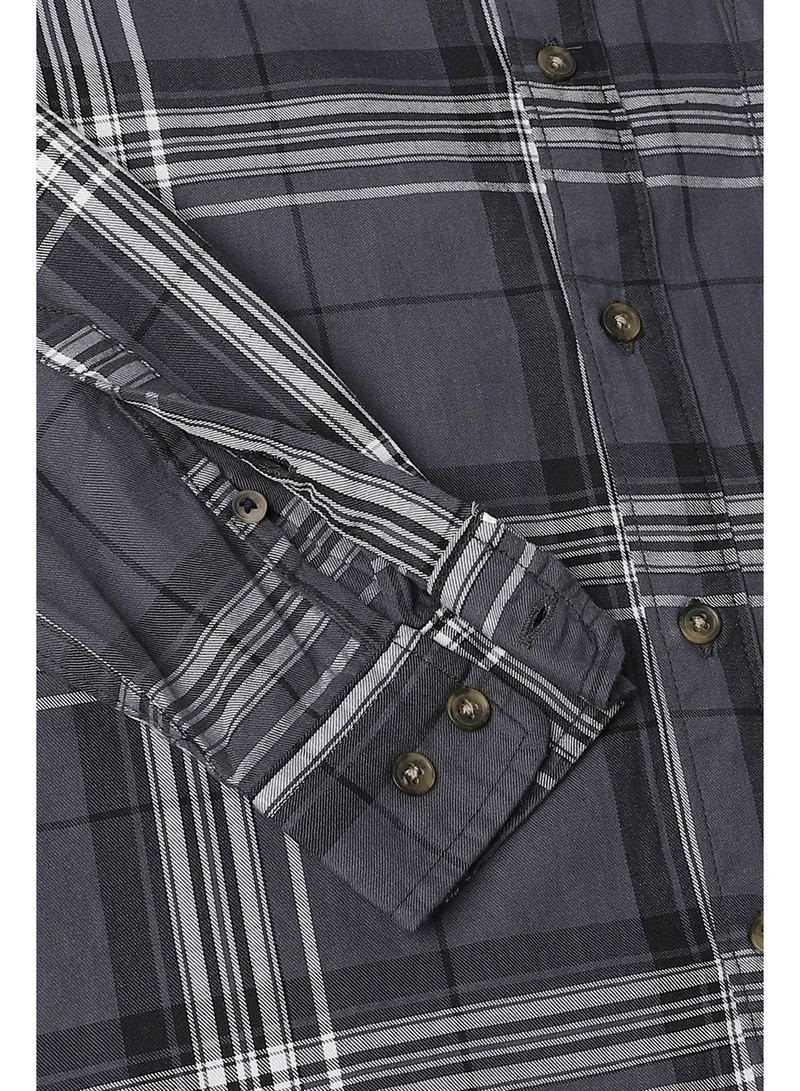 دينيس لينغو قميص كاجوال أزرق رجالي قطن 100% بقصة ضيقة