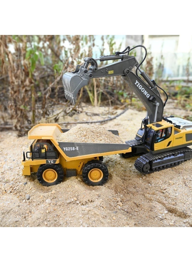 لعبة شاحنة قلابة تعمل بجهاز تحكم عن بعد بـ 9 قنوات، مركبة بناء تعمل بجهاز تحكم عن بعد، بطاريتان، مركبة بناء تعمل بجهاز تحكم عن بعد بهيكل معدني، أضواء/مؤثرات صوتية، مناسبة للأطفال من سن 8 سنوات فما فوق. - Image 4