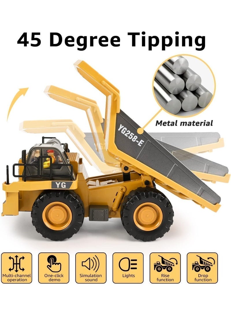 لعبة شاحنة قلابة تعمل بجهاز تحكم عن بعد بـ 9 قنوات، مركبة بناء تعمل بجهاز تحكم عن بعد، بطاريتان، مركبة بناء تعمل بجهاز تحكم عن بعد بهيكل معدني، أضواء/مؤثرات صوتية، مناسبة للأطفال من سن 8 سنوات فما فوق. - Image 2