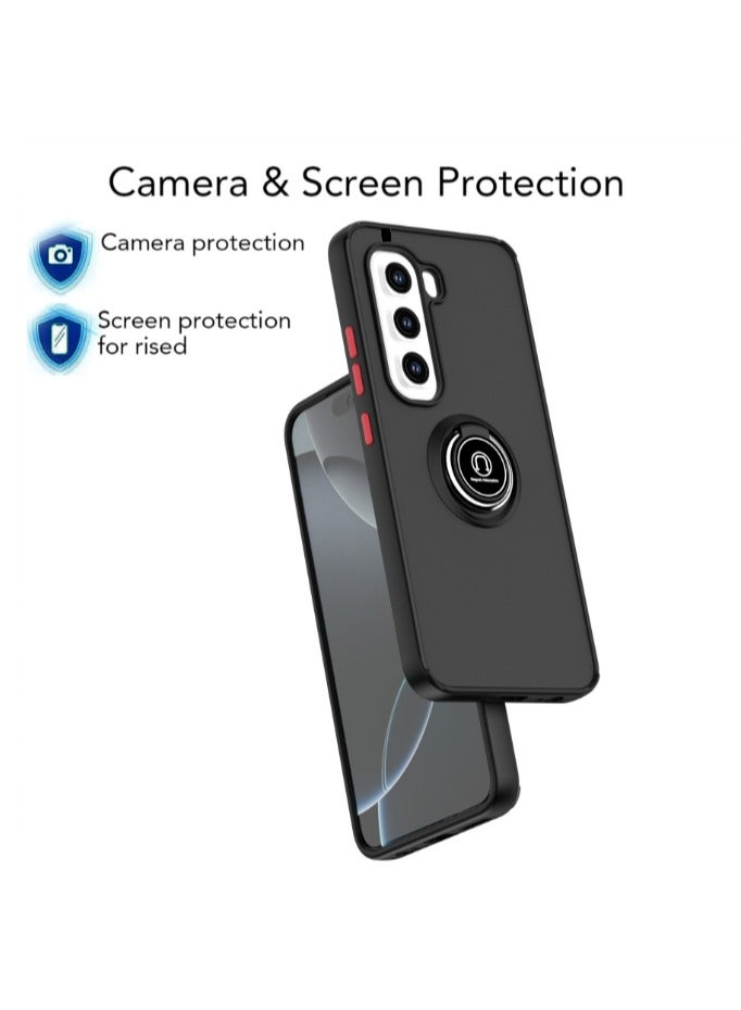 for Infinix Hot 50 Pro+ 4G Case, TPU + Hard PC Magnetic Ring Car Mount Stand Bumper Cover Full Portection Shockproof Phone Case for Infinix Hot 50 Pro+ 4G, Black - Image 2