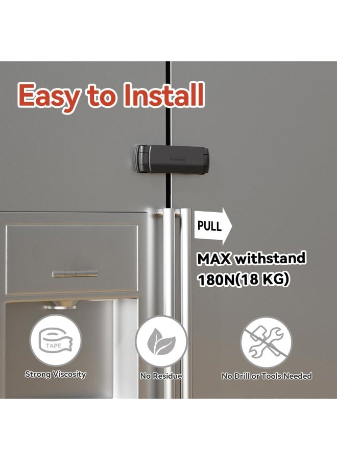 Eudemon Mom's Choice Gold Awards Winner - EUDEMON 1 Pack Latest French Fridge Lock French Door Refrigerator/Freezer Lock Apply to Max 3.54"(90mm) Two Door Gap Distance for Kids & Babies,Easy to Install(Black) - Image 3