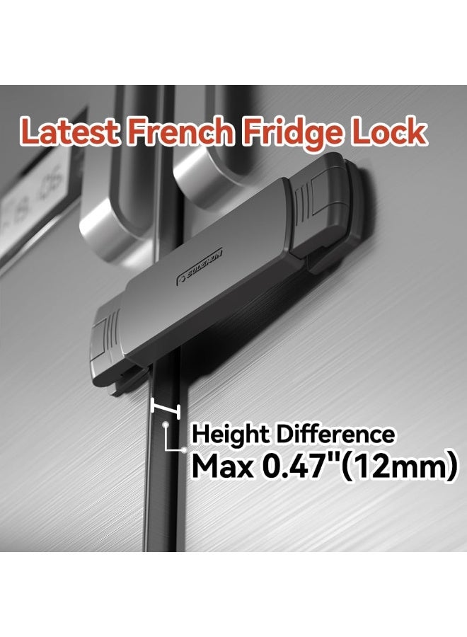 Eudemon Mom's Choice Gold Awards Winner - EUDEMON 1 Pack Latest French Fridge Lock French Door Refrigerator/Freezer Lock Apply to Max 3.54"(90mm) Two Door Gap Distance for Kids & Babies,Easy to Install(Black) - Image 4