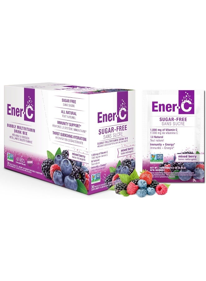 Ener-C مشروب فيتامينات مختلطة بالتوت خالي من السكر - دعم المناعة الطبيعية مع مساحيق عصير الفاكهة الحقيقية - غير معدلة وراثيًا ونباتية وخالية من الغلوتين - 30 حبة - Image 1