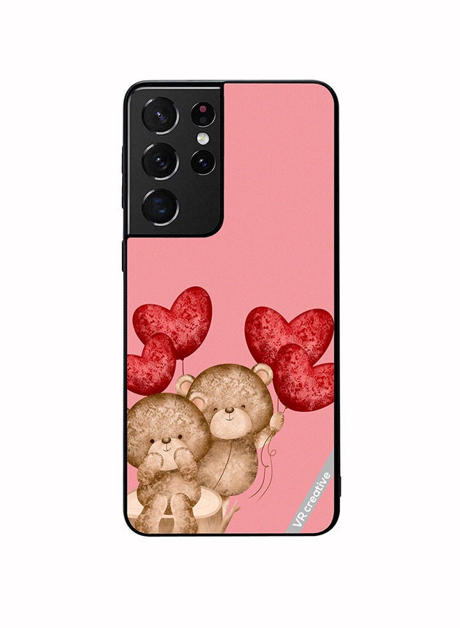 VR CREATIVE Protective Case Cover For Samsung Galaxy S21 Ultra 5G Bear Love Design Multicolour - Image 1