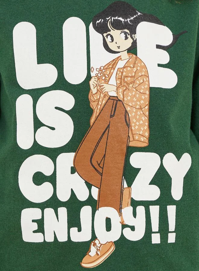 Styli Graphic Print Round Neck T-Shirt