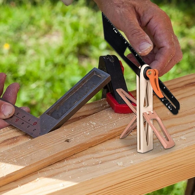 مسطرة قياس خشبية بلون الكريم، قلم تحديد منزلق، مقياس زاوية منزلق، منقلة زاوية T، دليل علامة ذيل الحمامة - Image 3