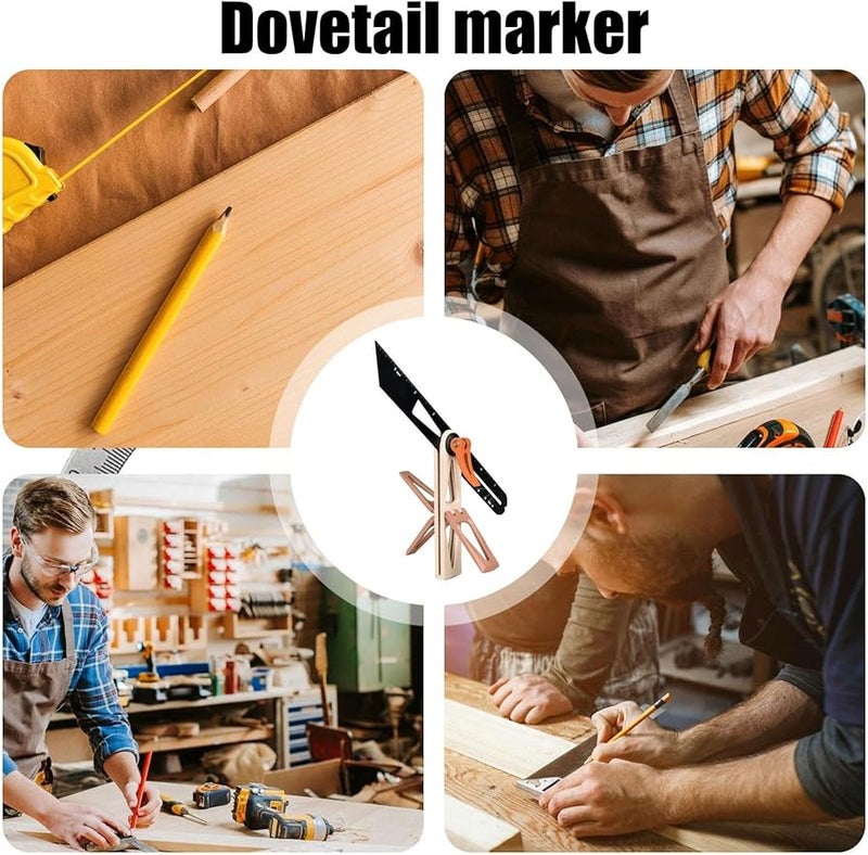 مسطرة قياس خشبية بلون الكريم، قلم تحديد منزلق، مقياس زاوية منزلق، منقلة زاوية T، دليل علامة ذيل الحمامة - Image 4