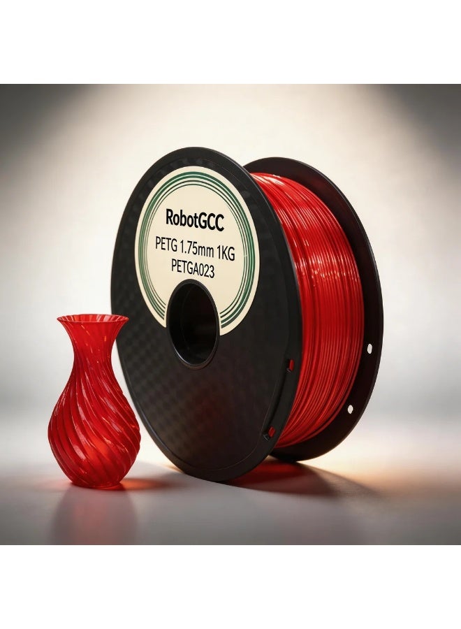 robotgcc PETG Filament 1.75mm Fluorescent Red 1KG Bright Neon 3D Printer Filament High Strength Smooth Extrusion Low Stringing Strong Layer Adhesion Glossy Finish Easy Print FDM Compatible Filament for Prototyping Functional Parts Engineering Models Decorative Printing Cosplay DIY Industrial Use Durable Flexible Reliable Performance Consistent Diameter Moisture Resistant Precision Printing Filament - Image 1