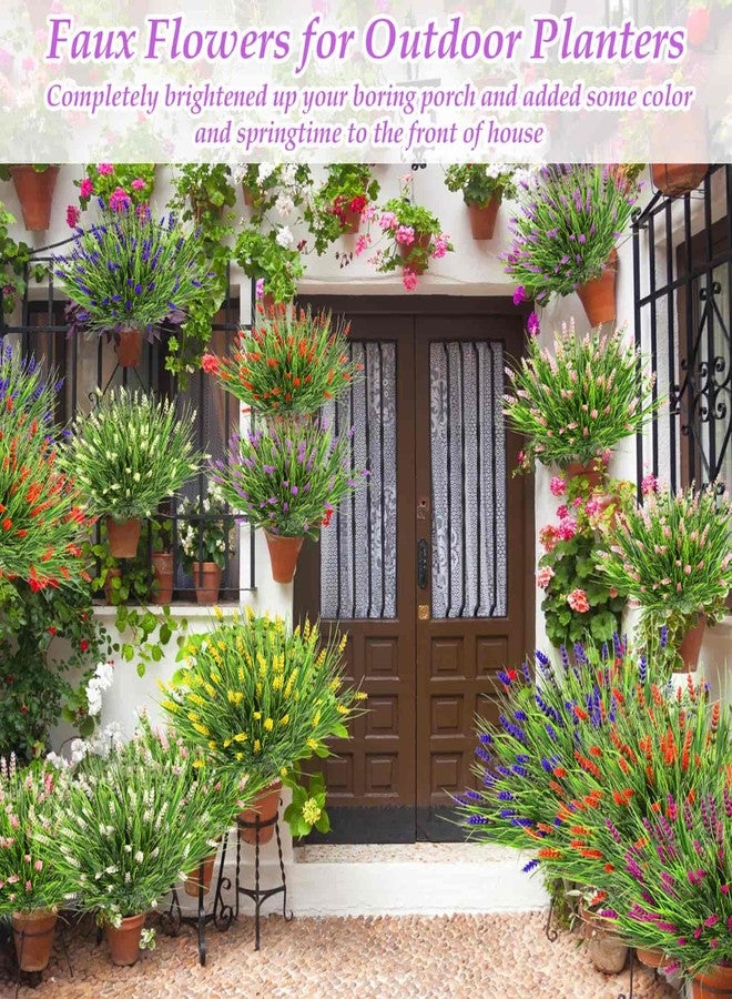 Dexpinzo 32 Bundles Realistic Artificial Flowers for Outdoors, UV Resistant Fake Lavender Flowers Monkey Grass Plastic Faux Plants Shrubs for Outside Garden Yard Porch Pots Window Box Hanging Planters Decor - Image 3