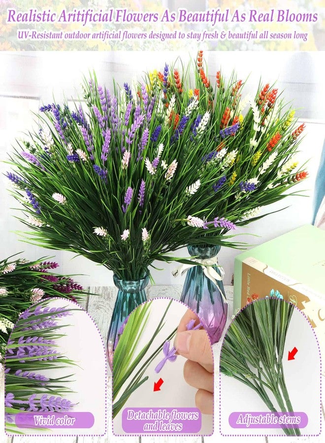 Dexpinzo 32 Bundles Realistic Artificial Flowers for Outdoors, UV Resistant Fake Lavender Flowers Monkey Grass Plastic Faux Plants Shrubs for Outside Garden Yard Porch Pots Window Box Hanging Planters Decor - Image 5