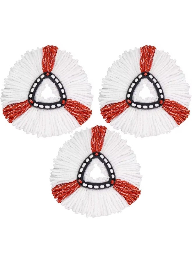 Zalcoon Spin Mop Heads Replacement Compatible with Vileda Easy Wring/O cedar, Spin Mop Head Replacement for Floor Cleaning, Triangle Shape (Pack of 3) Red & White  - Image 1