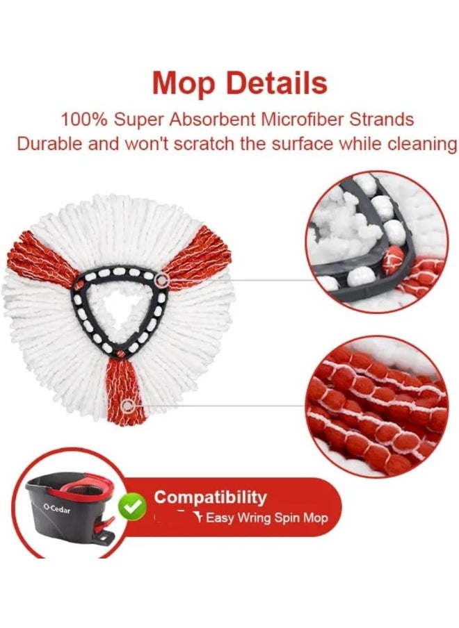 Zalcoon Spin Mop Heads Replacement Compatible with Vileda Easy Wring/O cedar, Spin Mop Head Replacement for Floor Cleaning, Triangle Shape (Pack of 3) Red & White  - Image 2