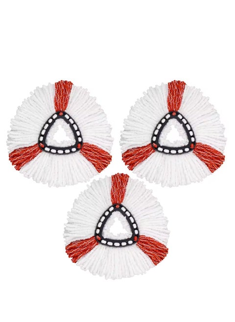 Spin Mop Heads Replacement Compatible with Vileda Easy Wring / O cedar, Spin Mop Head Replacement for Floor Cleaning,Triangle Shape (Pack of 3) Red & White