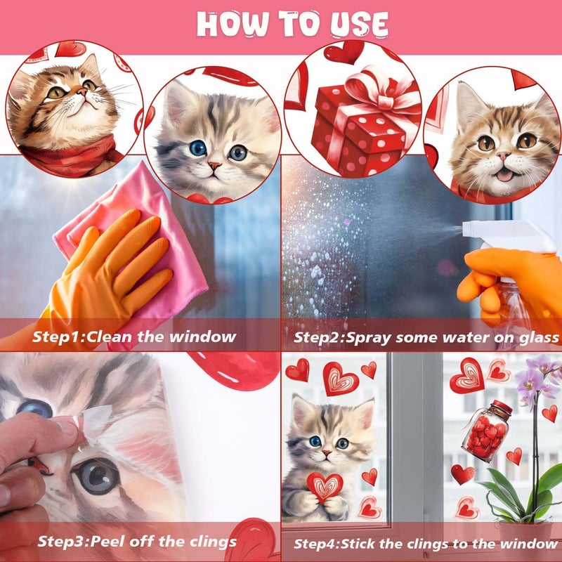 FOPINOA Valentineâ€™s Day Window Clings, Large Valentines Window Stickers Heart Windows Decals Windows Decor Double Sided for Valentines Day Decorations(8 Sheets) - Image 4