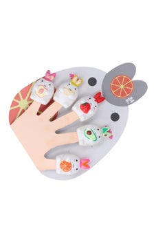 NIBEMINENT Rabbit Finger Puppets Silicone Relief Teether Pain Bath Animal Dolls for Toddlers  - Image 2