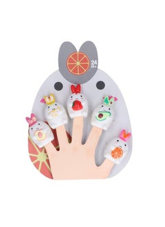 NIBEMINENT Rabbit Finger Puppets Silicone Relief Teether Pain Bath Animal Dolls for Toddlers  - Image 1