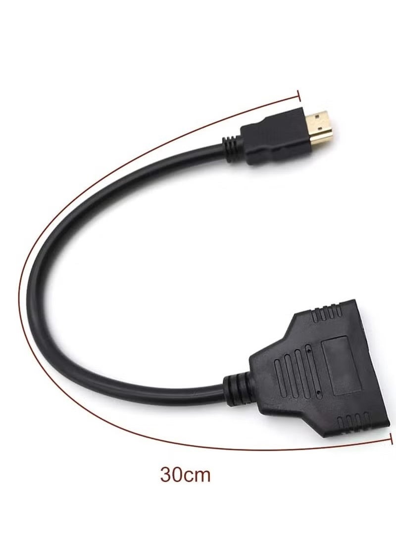 ماركة غير محددة - كابل مقسم HDMI ذكر 1 إلى 2 محول HDMI - 1080 بكسل، مخرج HDMI أنثى مزدوج لأجهزة التلفزيون عالي الدقة، LED، LCD - يدعم جهازي تلفزيون في وقت واحد - Image 1