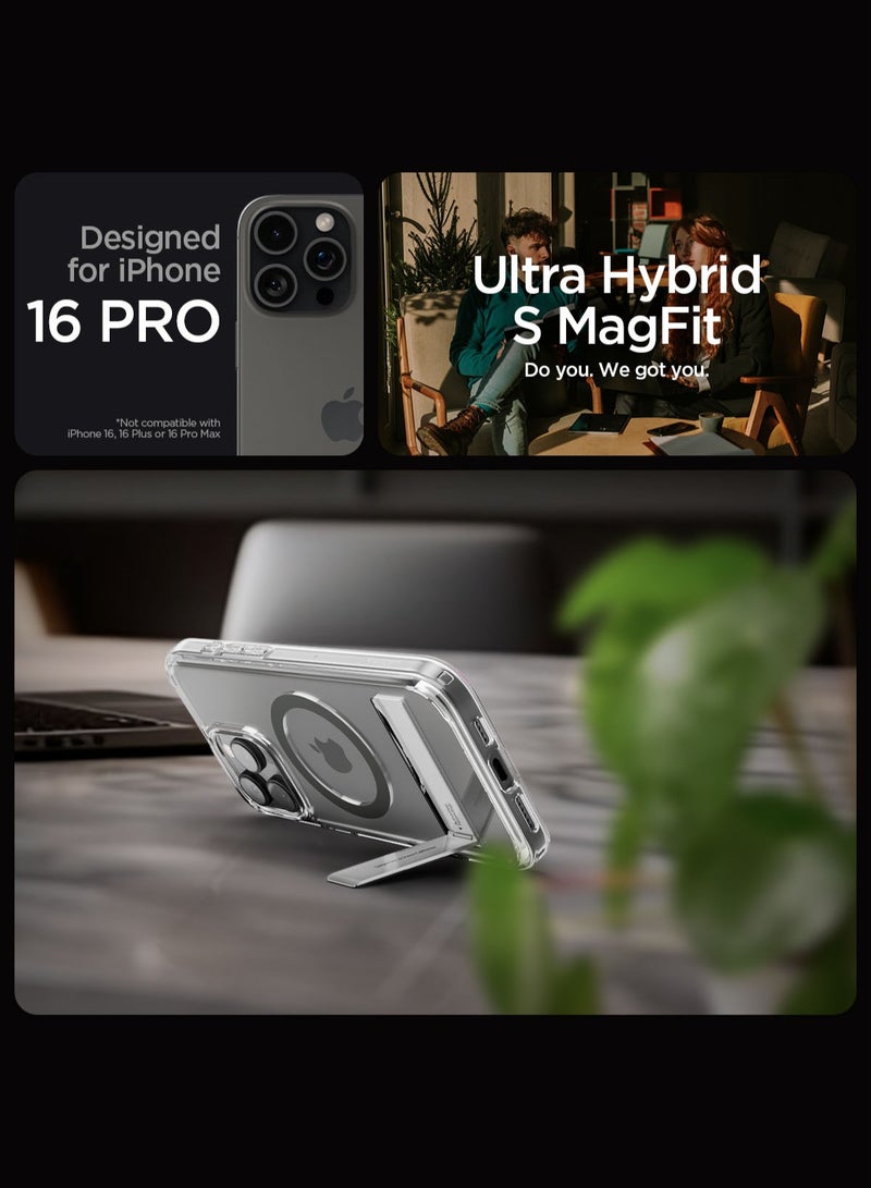 Spigen Ultra Hybrid S MagFit iPhone 16 PRO Case Cover MagSafe with Kickstand - Graphite - Image 2