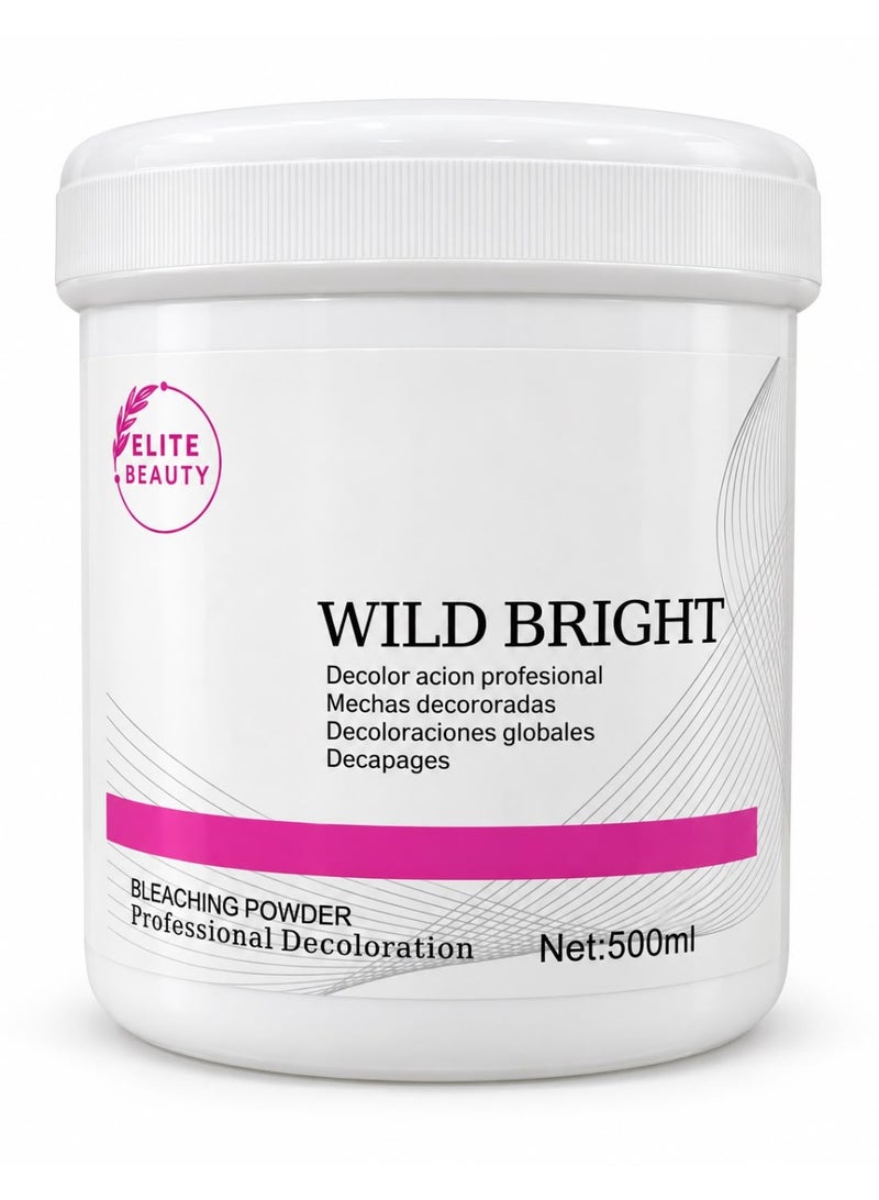Elite Beauty Wild Bright Professional Bleaching Powder 500ml, Hair Lightening and Decoloration Formula for Global Bleaching, Highlights, Balayage and Salon Color Correction Treatments for Hair Salons