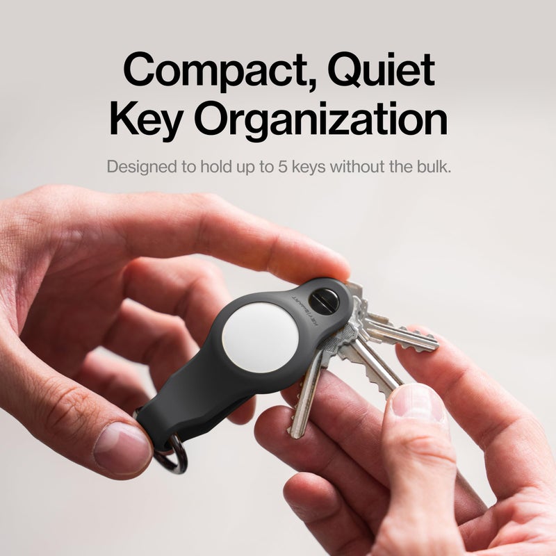 key smart KeySmart Air - AirTag Keychain FKM Silicone Key Holder, Compatible with Apple AirTag Holder, Key Organizer Keychains, Key Ring, Case for Air Tag Key Chain, Air Tags Not Included - Black - Image 3