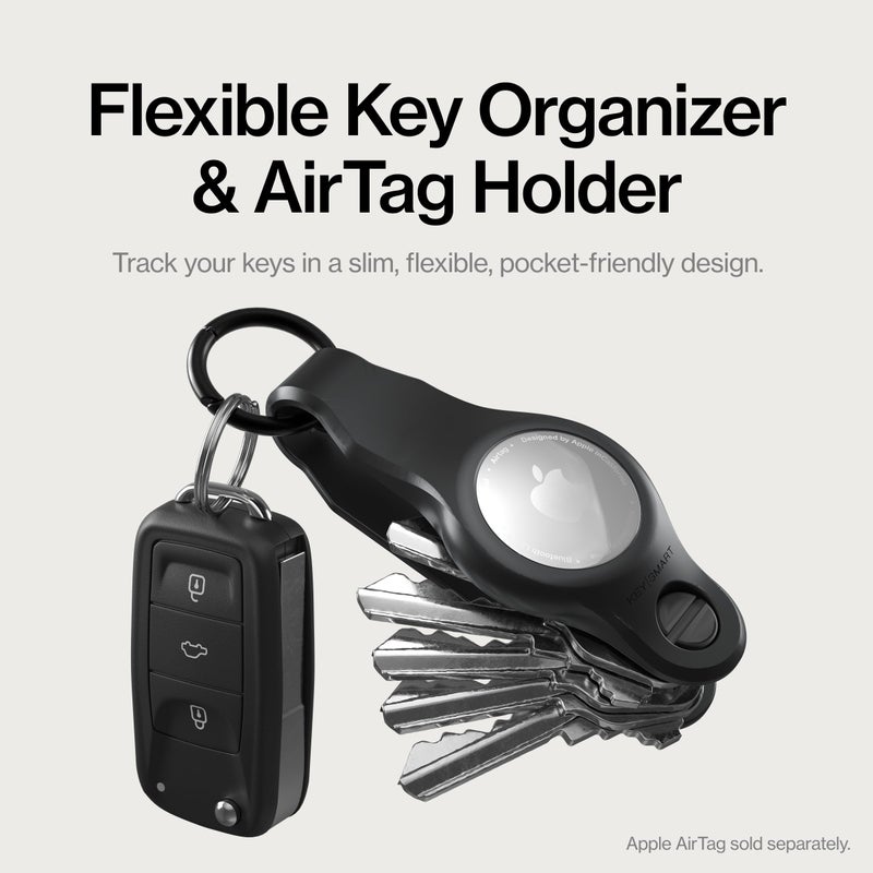 key smart KeySmart Air - AirTag Keychain FKM Silicone Key Holder, Compatible with Apple AirTag Holder, Key Organizer Keychains, Key Ring, Case for Air Tag Key Chain, Air Tags Not Included - Black - Image 2