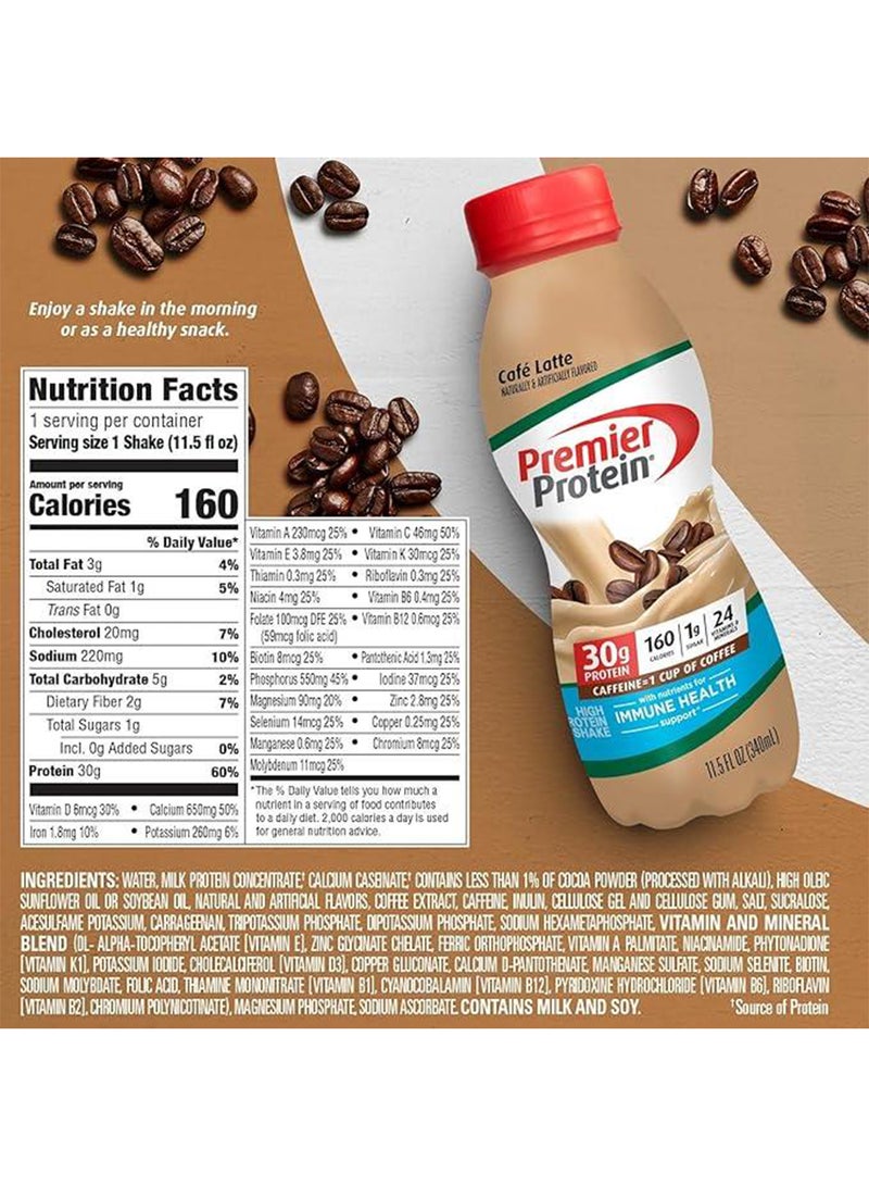 Premier Protein Pack Of 12 Shake Café Latte Liquid, 30G Protein, 1G Sugar, 24 Vitamins & Minerals, Nutrients To Support Immune Health, Gluten Free, 11.5 Fl Oz Bottle - Image 5