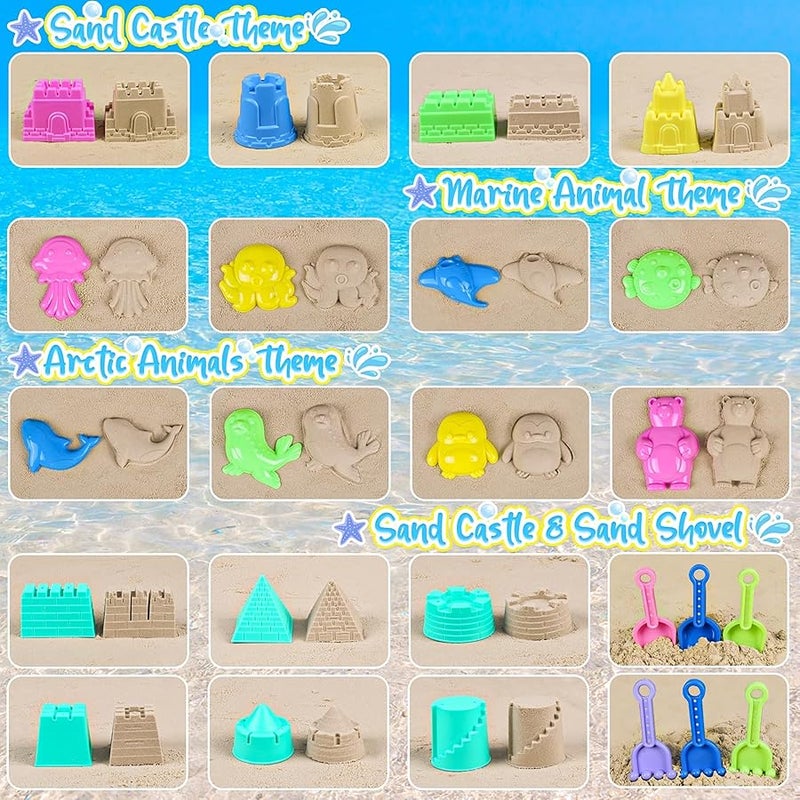 كوبوس فلاي العاب شاطئ للاطفال الصغار، العاب قلعة رملية مع 3 دلو و6 مجارف وشنطة شبكية وقوالب صندوق رمل، العاب رمل للشاطئ، العاب صندوق رمل للاطفال الصغار الاولاد والبنات من سن 3-10 سنوات - Image 5