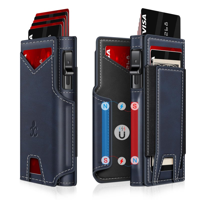 SEMORID Wallet for Men Wallet with Slim Pop Up Card Holder 9-13 Cards, Bifold Minimalist Smart Wallet RFID Blocking Credit Card Holder with ID Window & Stretchable Cash Slot Compact Metal Aluminum Card Case - Image 1