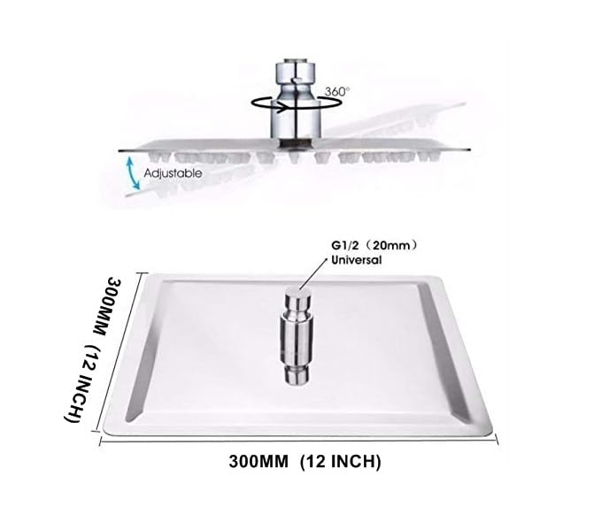MHS Shower Head For Bathroom Without Arm With New Designs Sizes And Finishes Ultra Slim 12X12 Inch - Image 2