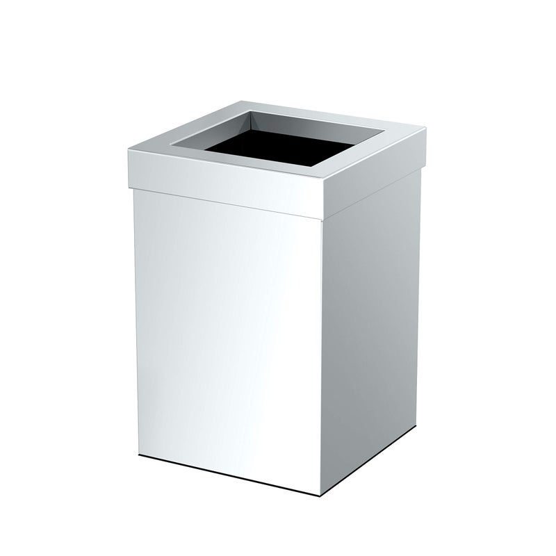 Gatco Modern Square Wastebasket, Chrome - Stainless Steel Trash Can with Removable Lid, Leakproof, 3 Gallon Capacity for Bathroom, Bedroom, Kitchen, or Office - Image 1