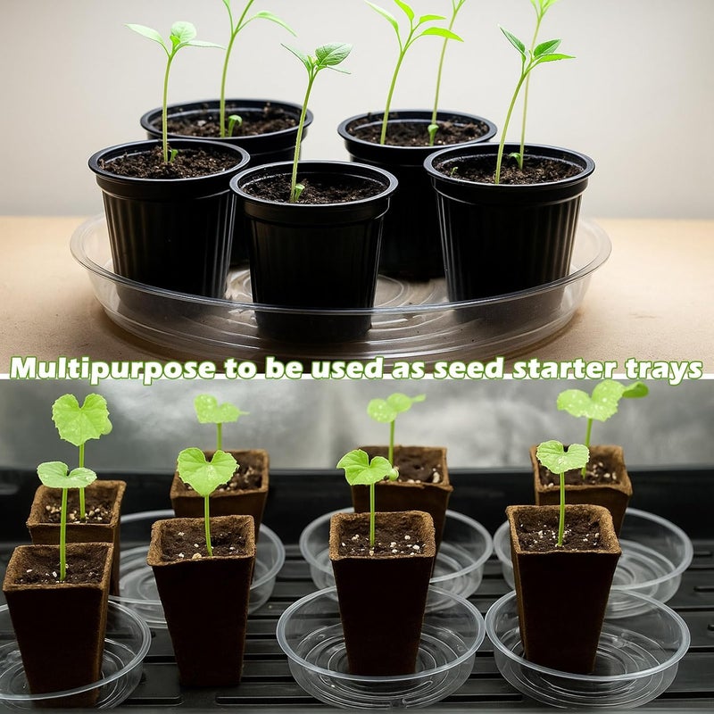 Planterhoma 16 عبوة من الصحون النباتية الشفافة الكبيرة مقاس 16 بوصة للاستخدام الداخلي والخارجي، أطباق بلاستيكية ثقيلة لأحواض النباتات وأواني الزهور لالتقاط المياه، مقاسات من 4 إلى 20 بوصة، دائرية شفافة - Image 5
