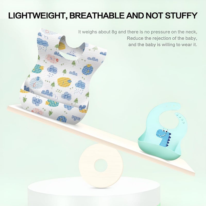 AiQiaoXin 30/60pcs Baby Disposable Bibs-Individually Packaged,Soft, Leak Proof and Convenient, disposable bibs for toddlers (30 Pcs Multiple Patterns) - Image 3
