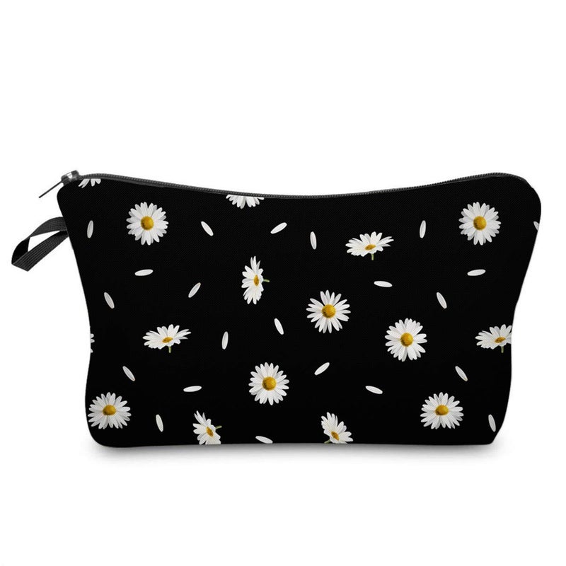 Deanfun Cosmetic Bag for Women Durable Polyester Makeup Bag Organizer Travel Waterproof Roomy Accessories Daisy Purse Bag Gifts52366