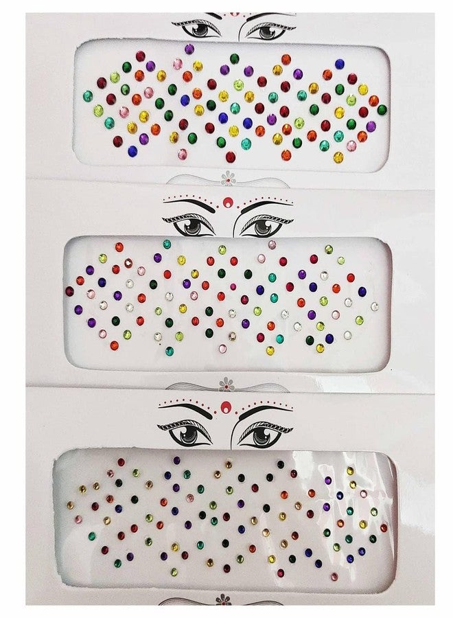Ublic Small Rhinestone Bindi - Multi-Color Stone Bindis for Wedding & Makeup | Self-Adhesive Forehead Stickers | Perfect for Girls, Kids & Women | Skin-Friendly & Reusable | Pack of 3 - Image 1