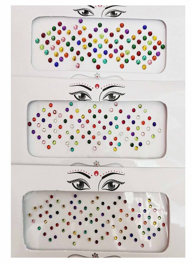 Ublic Small Rhinestone Bindi - Multi-Color Stone Bindis for Wedding & Makeup | Self-Adhesive Forehead Stickers | Perfect for Girls, Kids & Women | Skin-Friendly & Reusable | Pack of 3 - Image 2