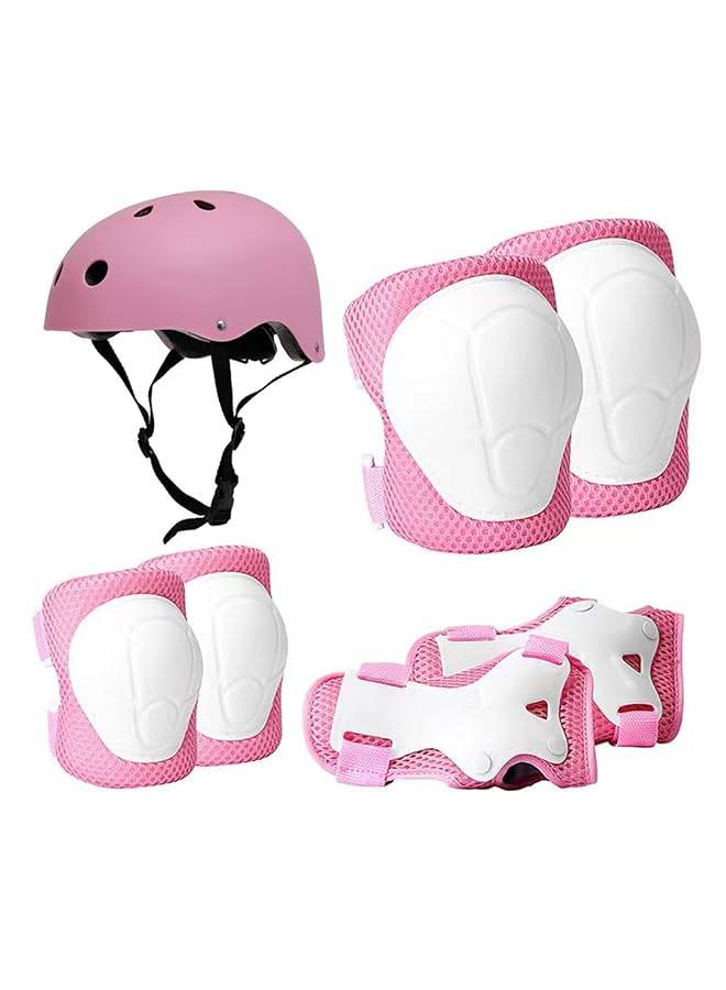 مجموعة خوذة دراجة للأطفال مع واقيات للركبة وواقيات للمرفقين وواقيات للرسغ، 7 في 1 مجموعة معدات حماية للأطفال من عمر سنتين إلى 8 سنوات، مناسبة للأولاد والبنات للتزلج على الألواح وركوب الدراجات والتزل - Image 1