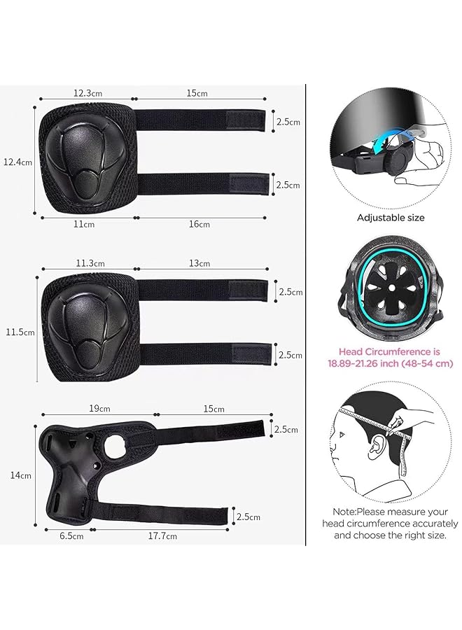 مجموعة خوذة دراجة للأطفال مع واقيات للركبة وواقيات للمرفقين وواقيات للرسغ، 7 في 1 مجموعة معدات حماية للأطفال من عمر سنتين إلى 8 سنوات، مناسبة للأولاد والبنات للتزلج على الألواح وركوب الدراجات والتزل - Image 2