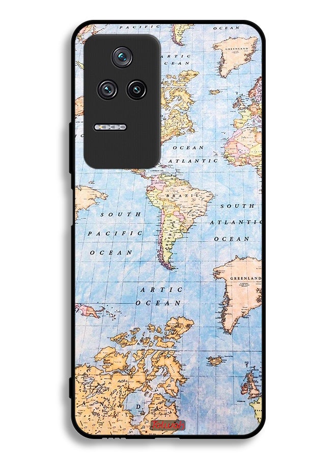 Tolwak Xiaomi Redmi K50 Protective Case Cover World Map - Image 2