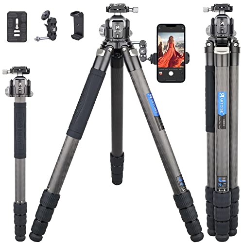 ARTCISE 40mm Lightweight Compact Carbon Fiber Tripod with 52mm Low Profile Ball Head Kit 10-Layer Carbon Heavy Duty Travel Camera Stand Detachable Monopod with Stone Bag+ Magic Arm+ Phone Clip Max Load 30 kg - Image 1