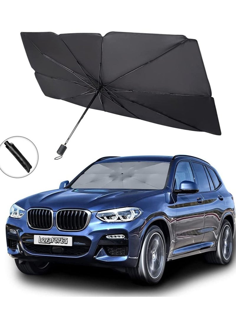 car sun shade umbrella for windshield,foldable sunshades umbrella for car front windshield Blocks UV Rays heat，Sun Visor Protector Keep Vehicle Cool and Protects Auto Interior (145cm*79cm) - Image 1