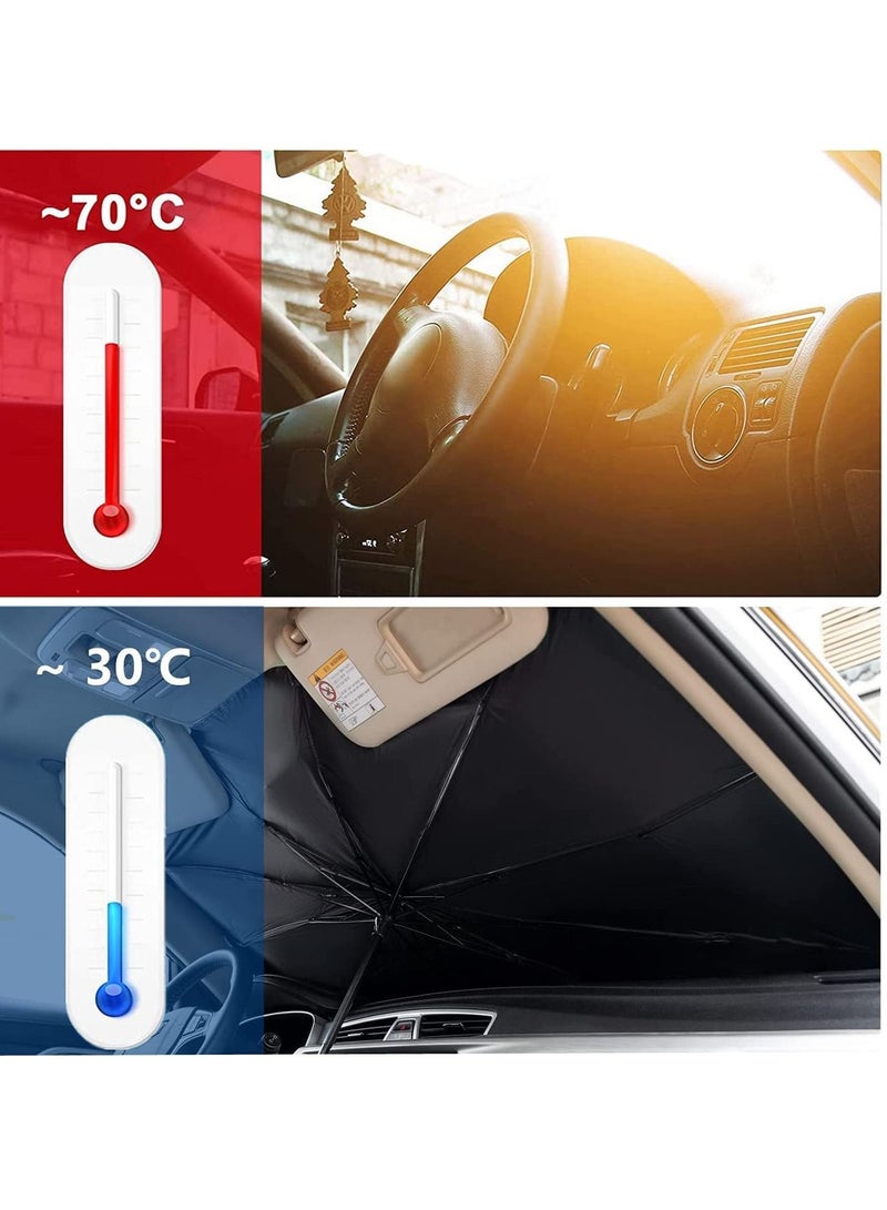 car sun shade umbrella for windshield,foldable sunshades umbrella for car front windshield Blocks UV Rays heat，Sun Visor Protector Keep Vehicle Cool and Protects Auto Interior (145cm*79cm) - Image 2