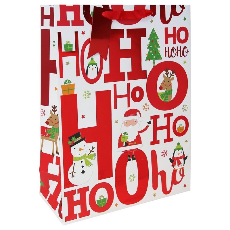 Eurowrap HOHOHO Bag, Christmas and Holiday Gift Bag, Festive Packaging, Seasonal Present Holder, Holiday Celebration, and Perfect Christmas Gifting Essentials - Size XL