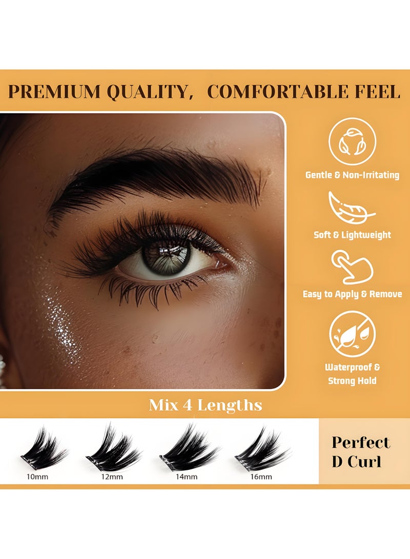 خاجول رموش ذاتية اللصق قابلة لإعادة الاستخدام بمظهر طبيعي مع ملقط لالتقاط الرموش، لا تحتاج الى صمغ، مناسبة للمبتدئين للاستخدام المنزلي، عبوة من 120 قطعة - Image 3