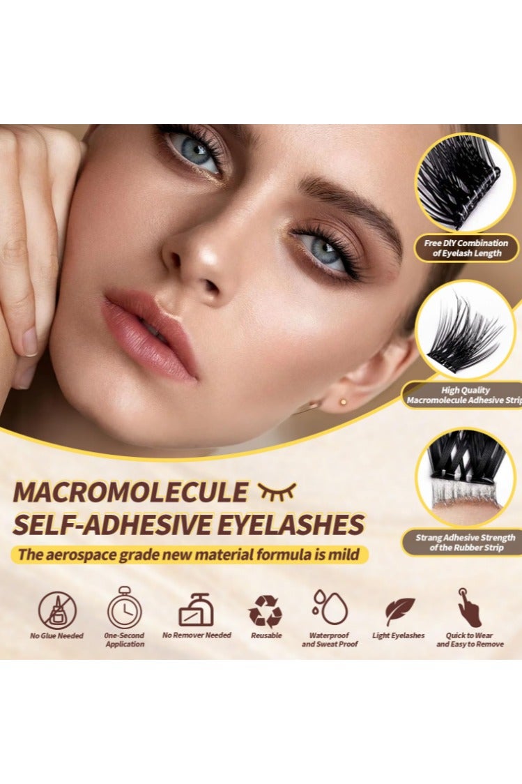 خاجول رموش ذاتية اللصق قابلة لإعادة الاستخدام بمظهر طبيعي مع ملقط لالتقاط الرموش، لا تحتاج الى صمغ، مناسبة للمبتدئين للاستخدام المنزلي، عبوة من 120 قطعة - Image 2