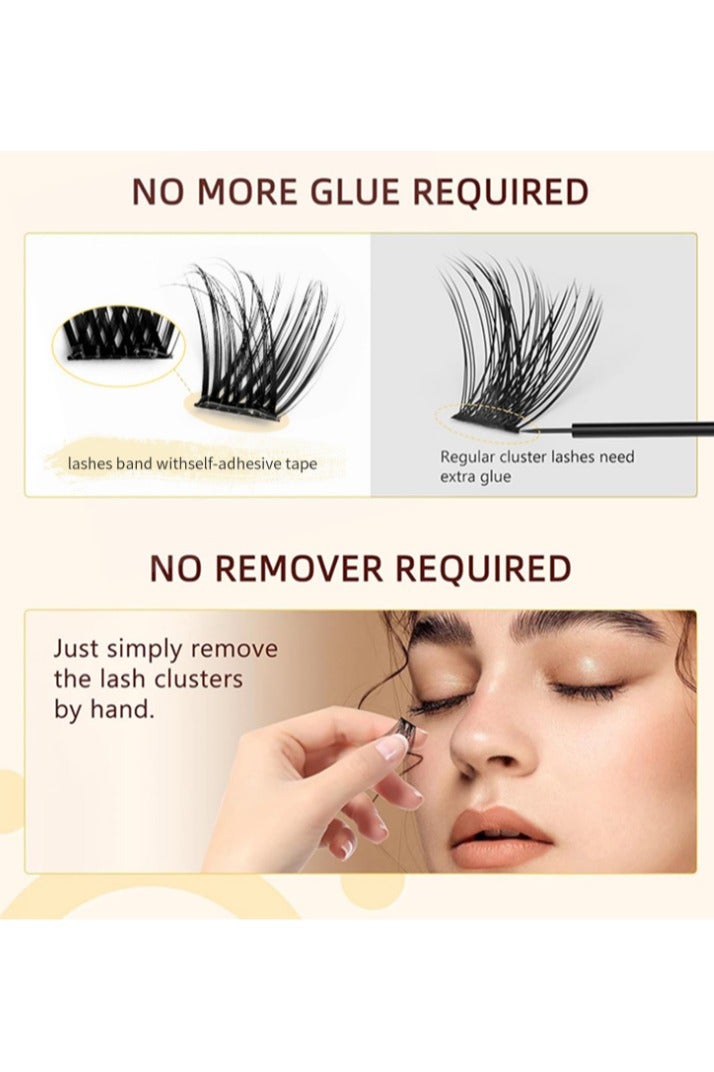 خاجول رموش ذاتية اللصق قابلة لإعادة الاستخدام بمظهر طبيعي مع ملقط لالتقاط الرموش، لا تحتاج الى صمغ، مناسبة للمبتدئين للاستخدام المنزلي، عبوة من 120 قطعة - Image 4