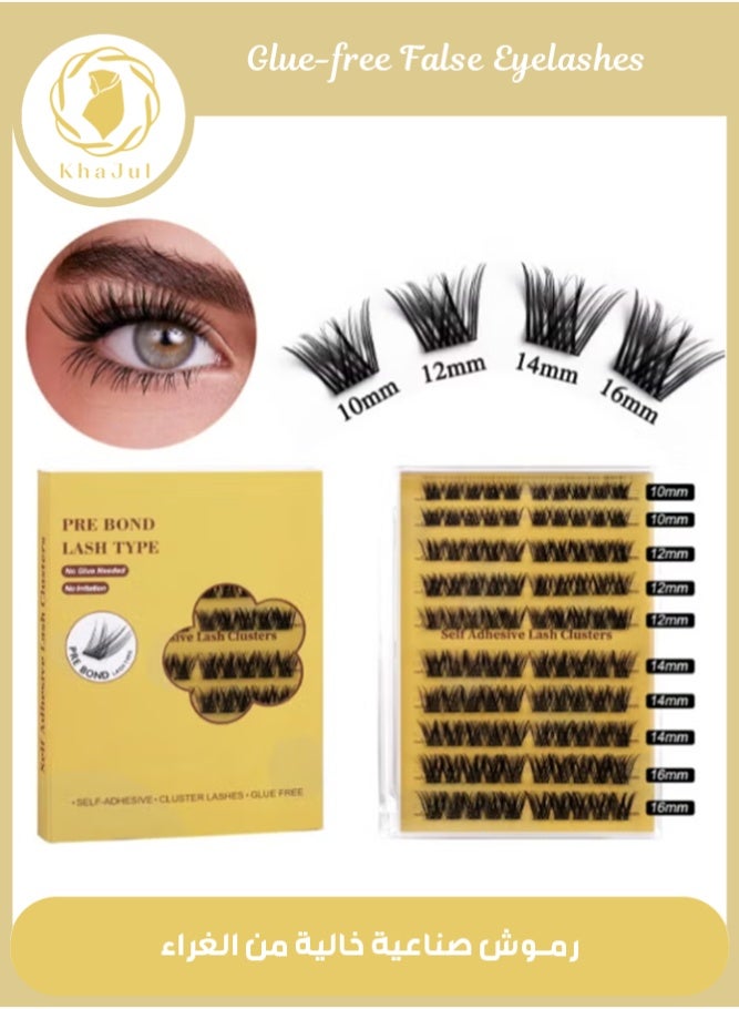 خاجول رموش ذاتية اللصق قابلة لإعادة الاستخدام بمظهر طبيعي مع ملقط لالتقاط الرموش، لا تحتاج الى صمغ، مناسبة للمبتدئين للاستخدام المنزلي، عبوة من 120 قطعة - Image 1