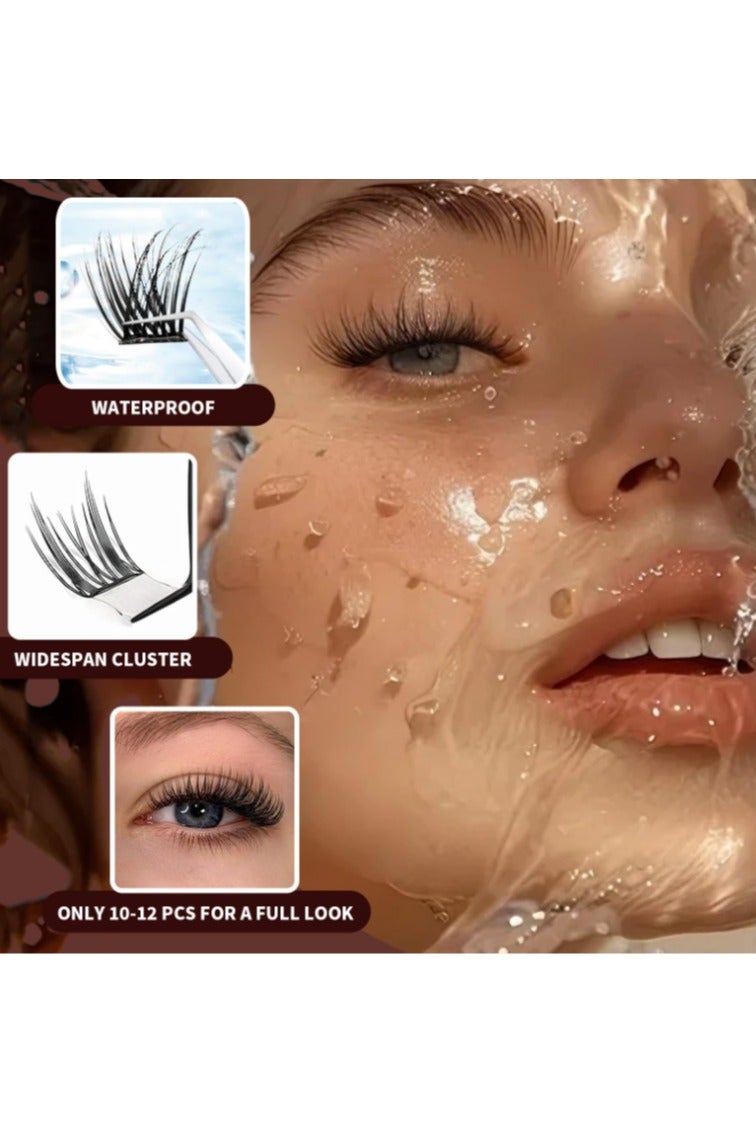 خاجول رموش ذاتية اللصق قابلة لإعادة الاستخدام بمظهر طبيعي مع ملقط لالتقاط الرموش، لا تحتاج الى صمغ، مناسبة للمبتدئين للاستخدام المنزلي، عبوة من 120 قطعة - Image 5